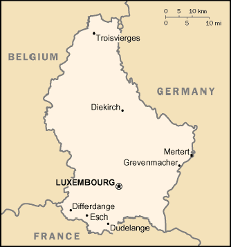 Map Luxembourg Travel Insurance