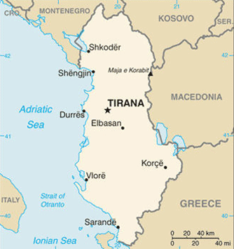 Map Albania Travel Insurance