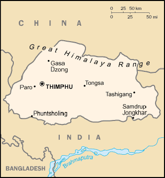 Map Bhutan Travel Insurance