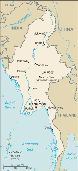 Map Burma Travel Insurance