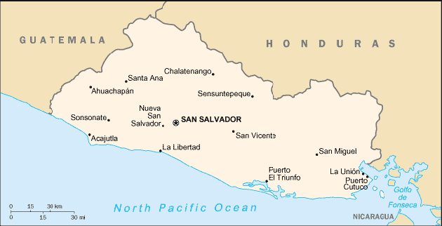 Map El Salvador Travel Insurance