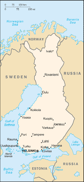 Map Finland Travel Insurance