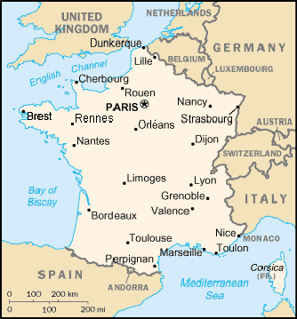 Map France Travel Insurance