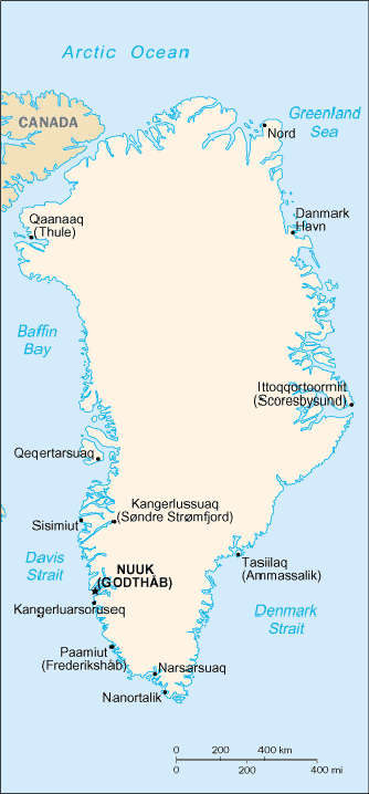 Map Greenland Travel Insurance