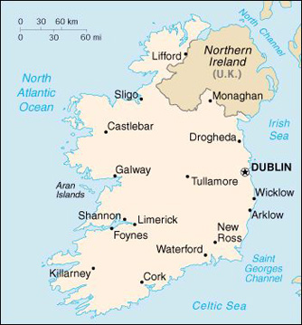 Map Ireland Travel Insurance