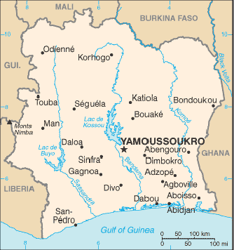 Map Ivory Coast Travel Insurance