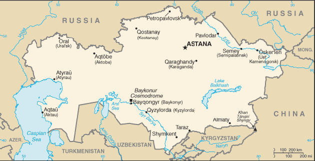 Map Kazakhstan Travel Insurance