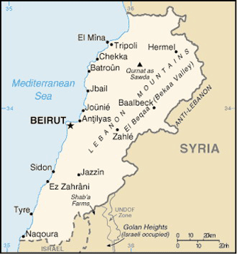 Map Lebanon Travel Insurance