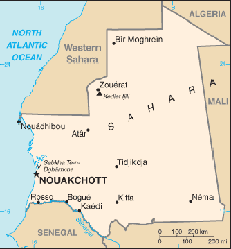 Map Mauritania Travel Insurance