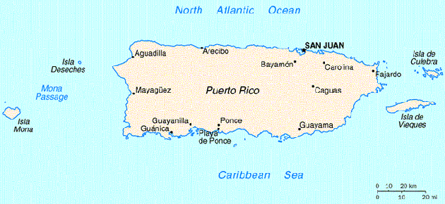 Map Puerto Rico Travel Insurance