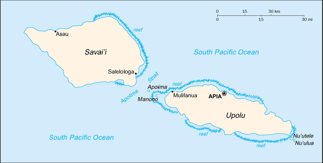 Map Samoa Travel Insurance