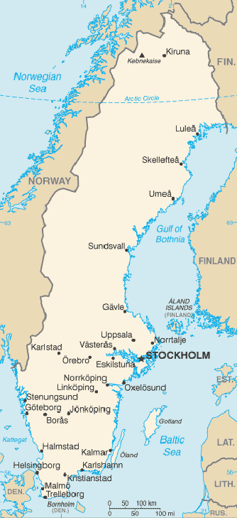 Map Sweden Travel Insurance